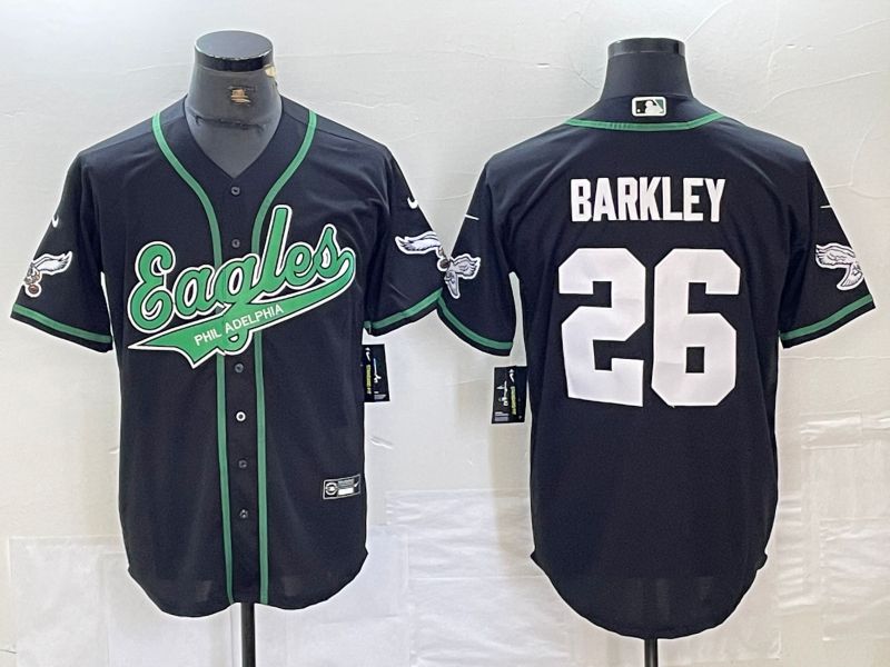 Men Philadelphia Eagles #26 Barkley Black 2024 Nike Co branded NFL Jersey style 9